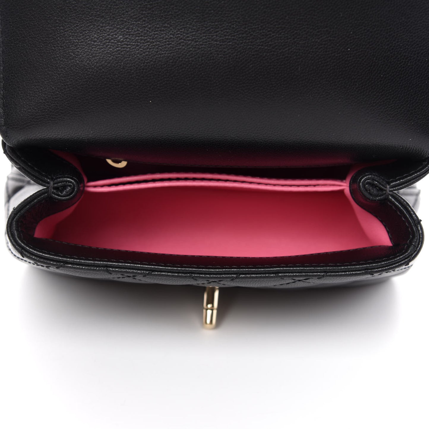 Goatskin Quilted Rainbow Extra Mini Coco Handle Flap Black