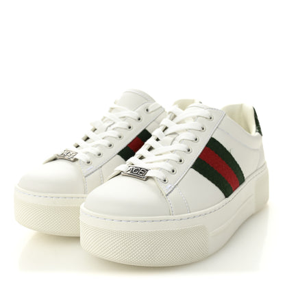 Gucci Ultralight Plume Calfskin Web Womens Ace Platform Sneakers 35.5 White 3 of 10