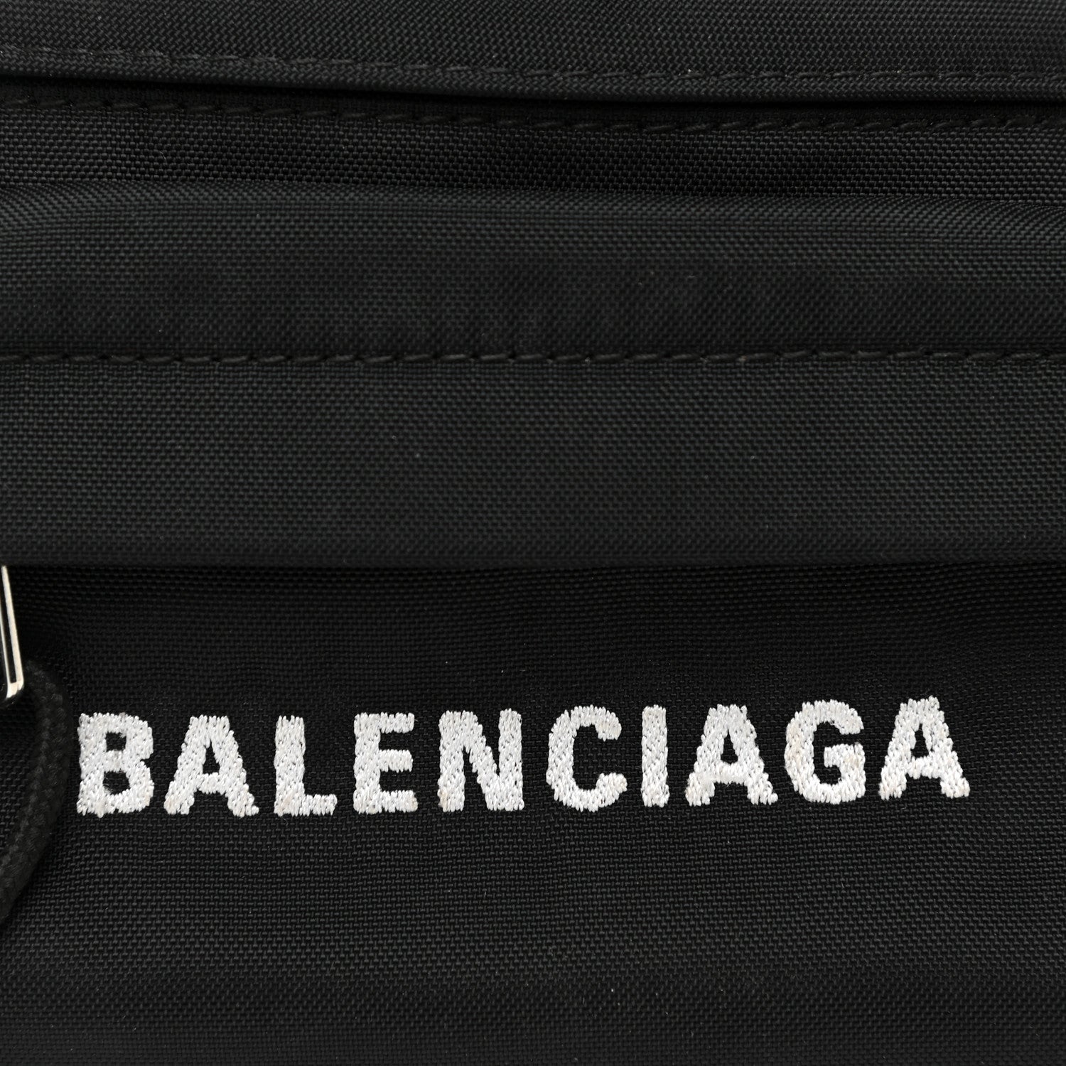 Balenciaga Sport Nylon Logo Embroidered Wheel Belt Bag Black White 7 of 9