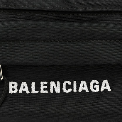 Balenciaga Sport Nylon Logo Embroidered Wheel Belt Bag Black White 7 of 9