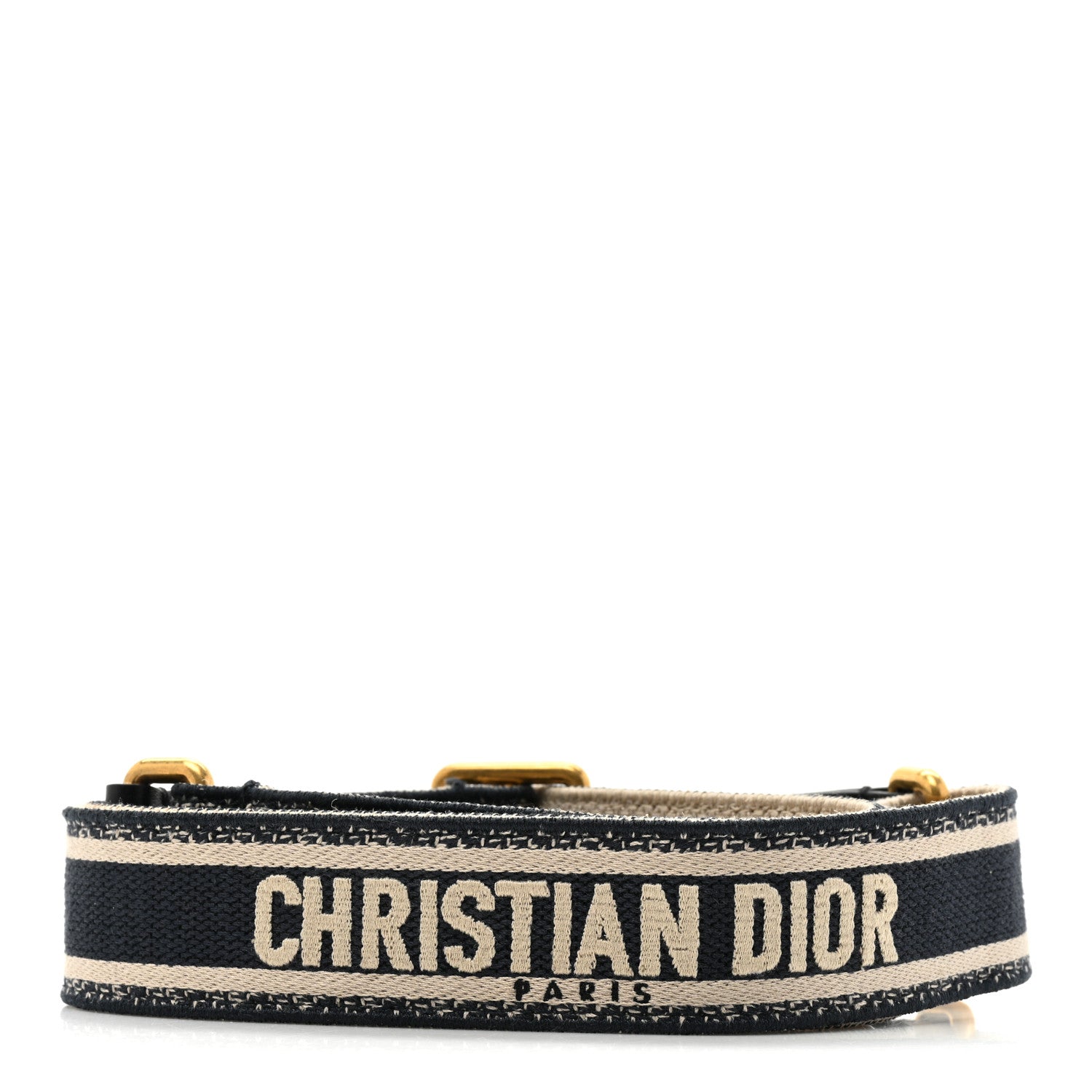 Christian Dior Canvas Embroidered Shoulder Strap Black 1 of 4