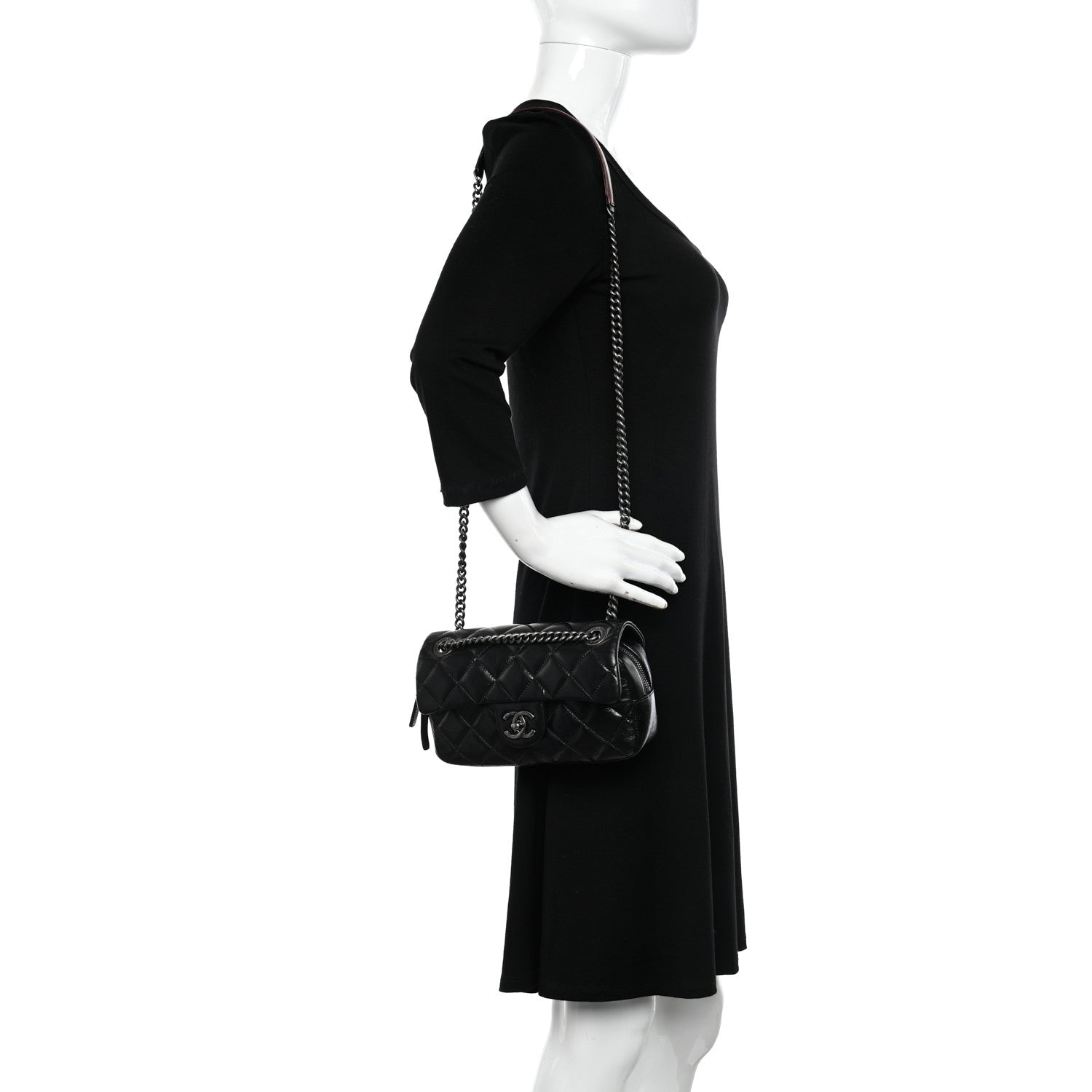 Chanel Glazed Calfskin Quilted Small Duo Color Flap Black 2 of 11