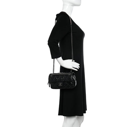 Chanel Glazed Calfskin Quilted Small Duo Color Flap Black 2 of 11