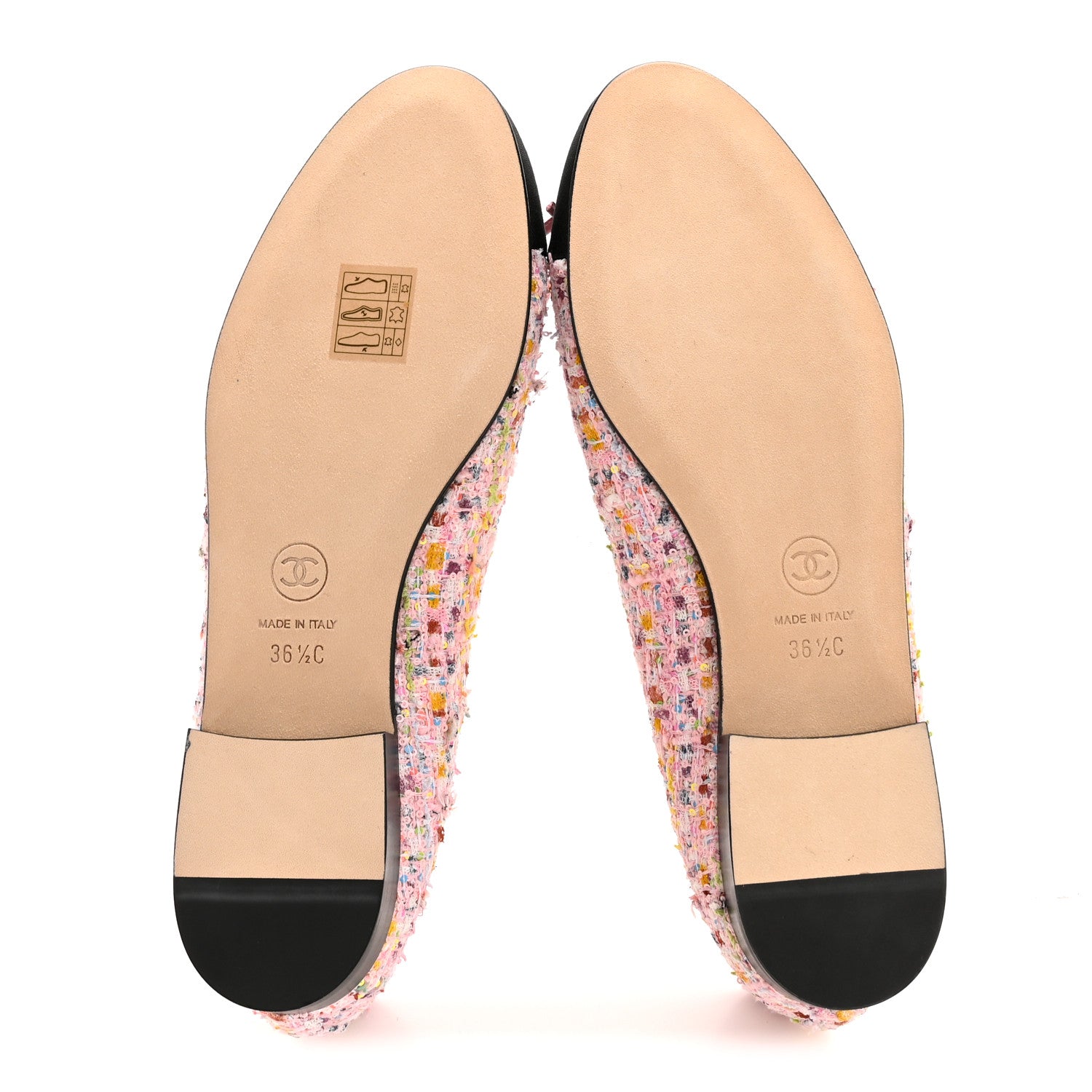 Chanel Tweed Sequin Grosgrain Cap Toe Ballet Flats 36.5 Light Pink Multicolor Black 6 of 9