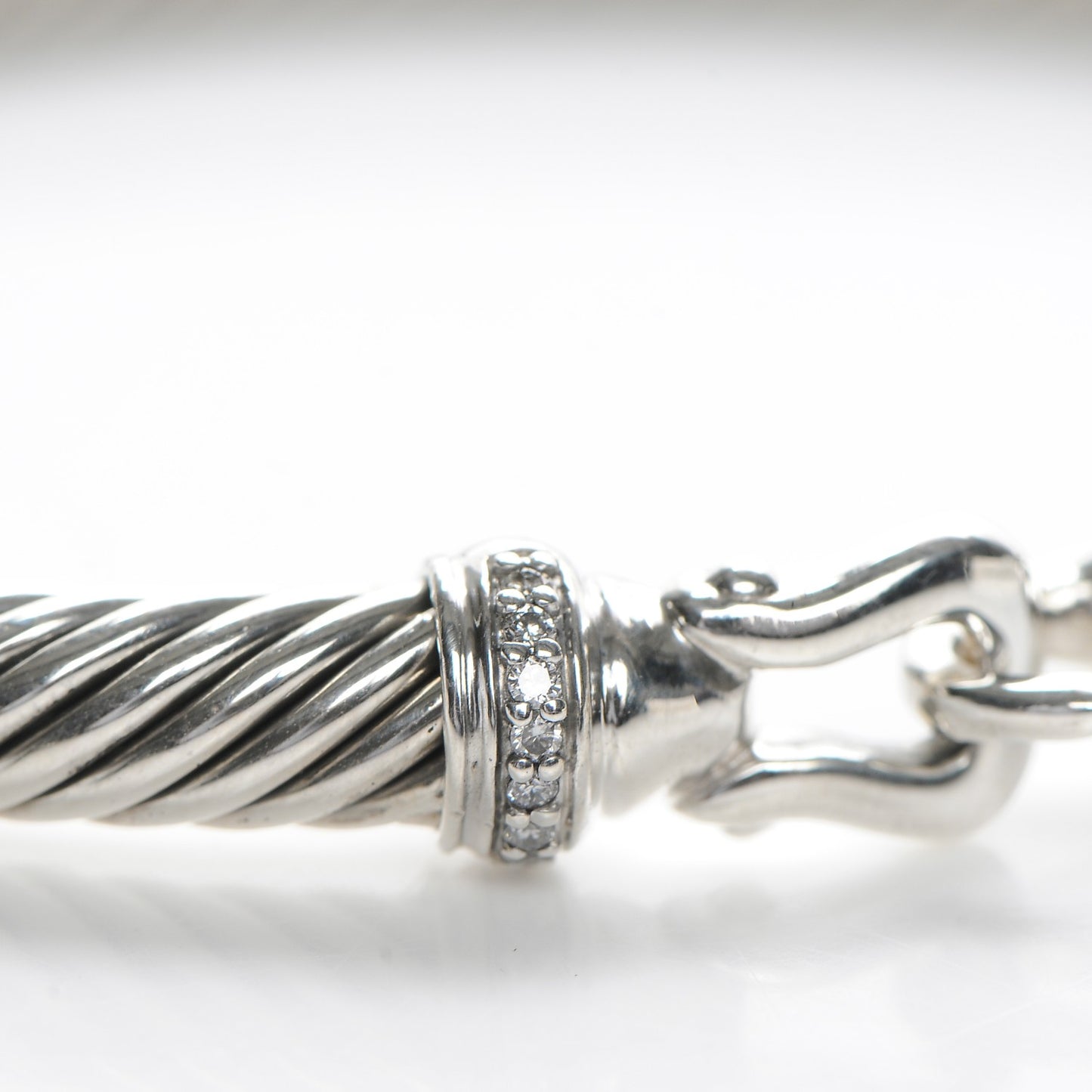 Sterling Silver Diamond 5mm Cable Buckle Bracelet