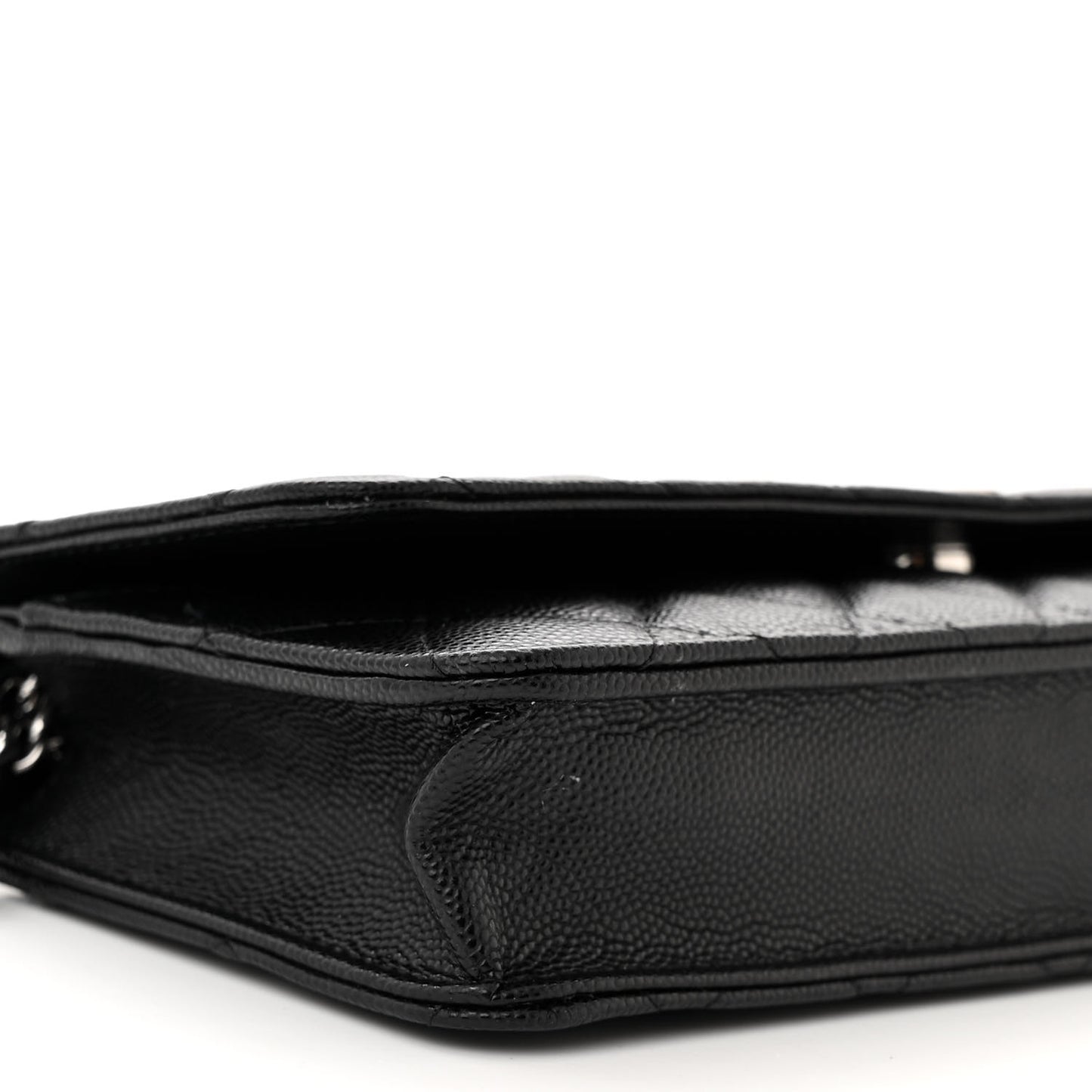Caviar Quilted Coco Chanel Logo Clutch With Chain Flap Black