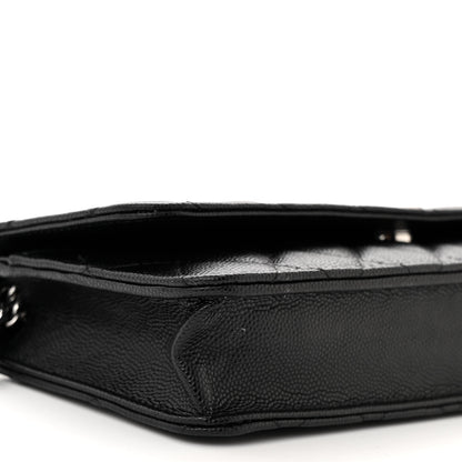 Chanel Caviar Quilted Coco Chanel Logo Clutch With Chain Flap Black 9 of 10