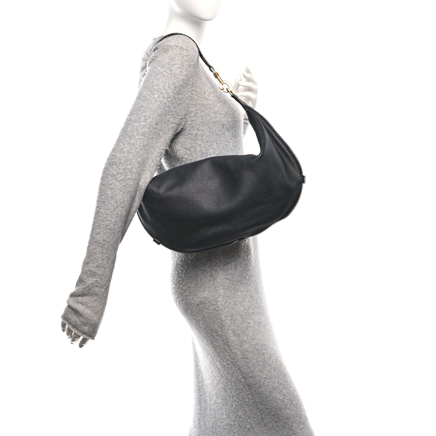 Celine Supple Calfskin Medium Strap Leandre Shoulder Bag Black 2 of 9