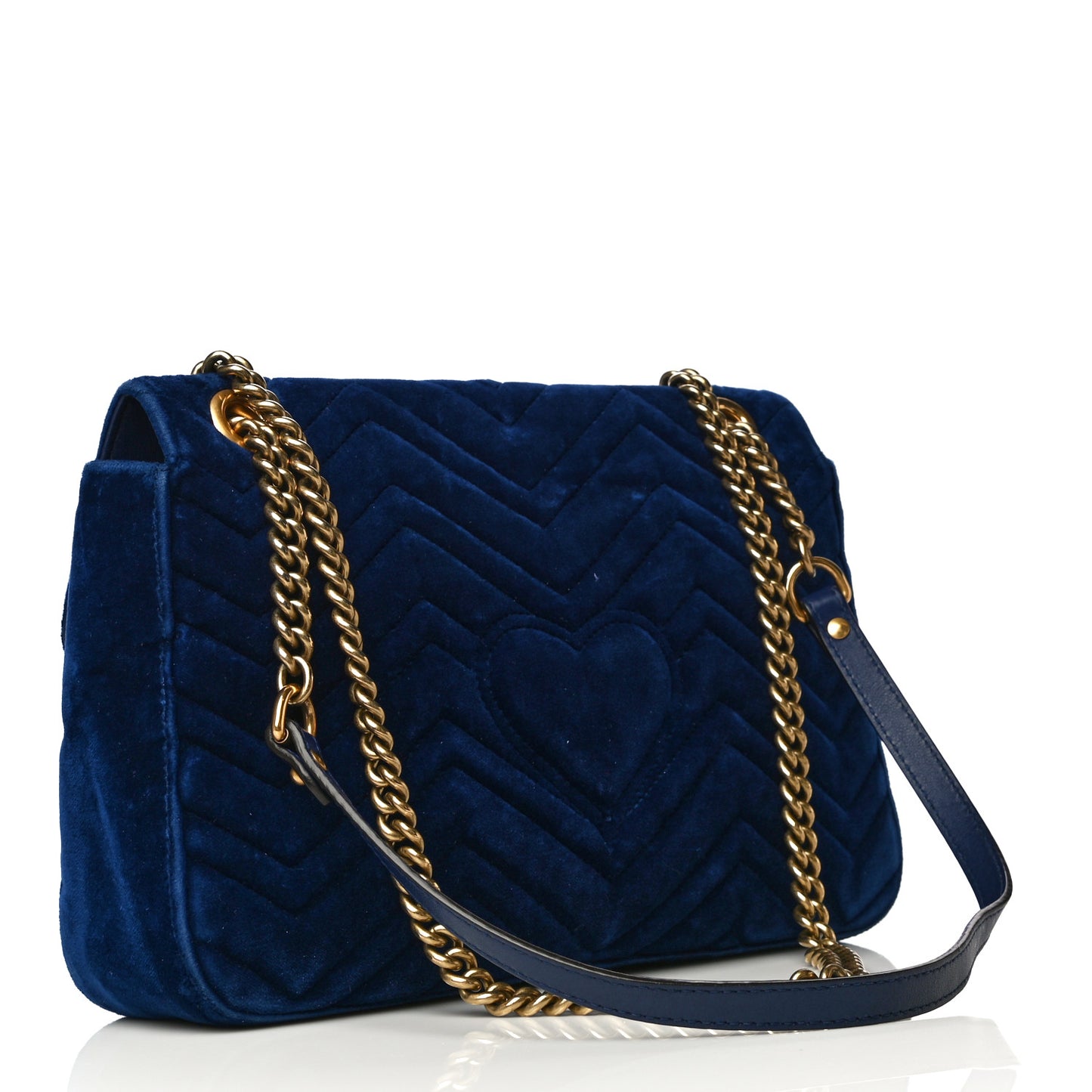 Velvet Matelasse Medium GG Marmont Shoulder Bag Cobalt Blue