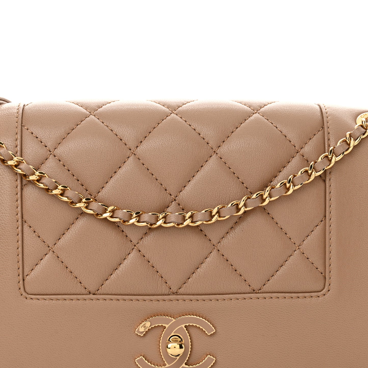 Sheepskin Quilted Vintage Mademoiselle Flap Beige