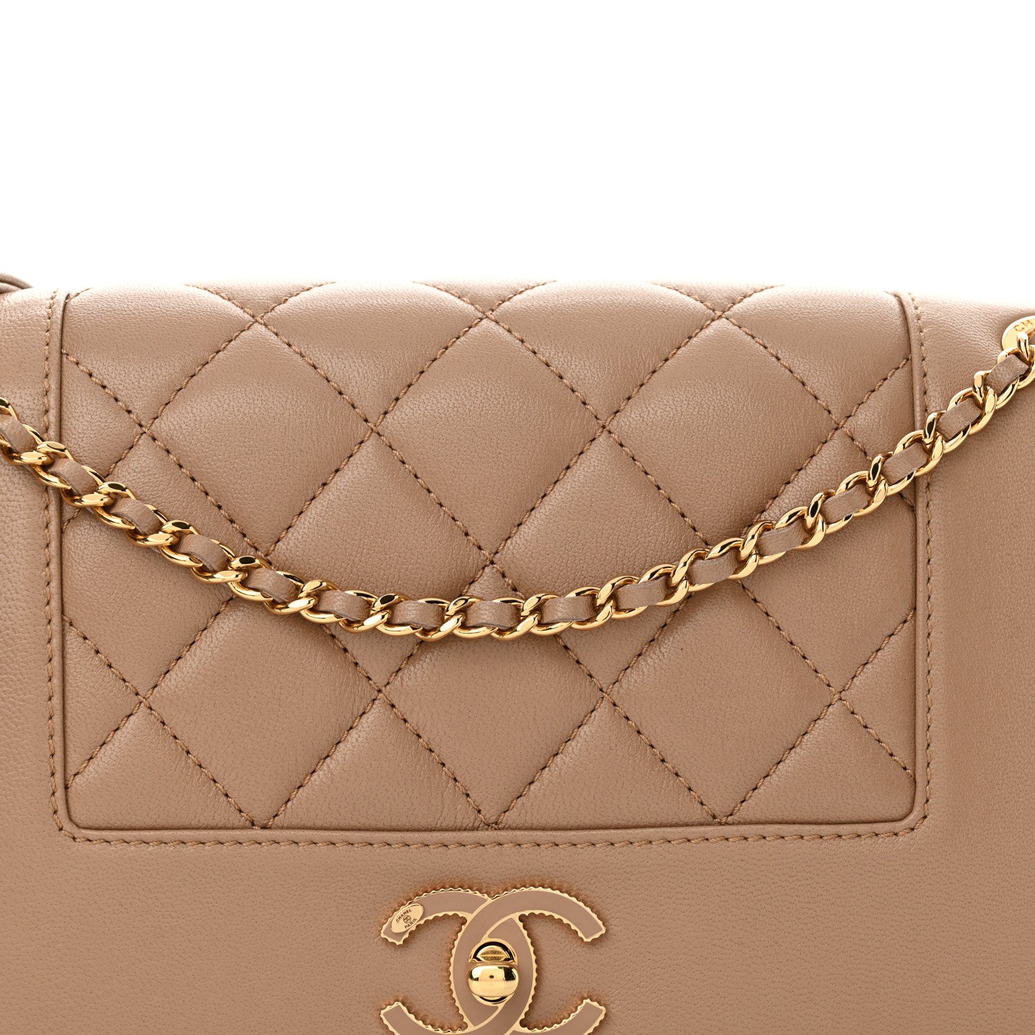 Chanel Sheepskin Quilted Vintage Mademoiselle Flap Beige 8 of 11