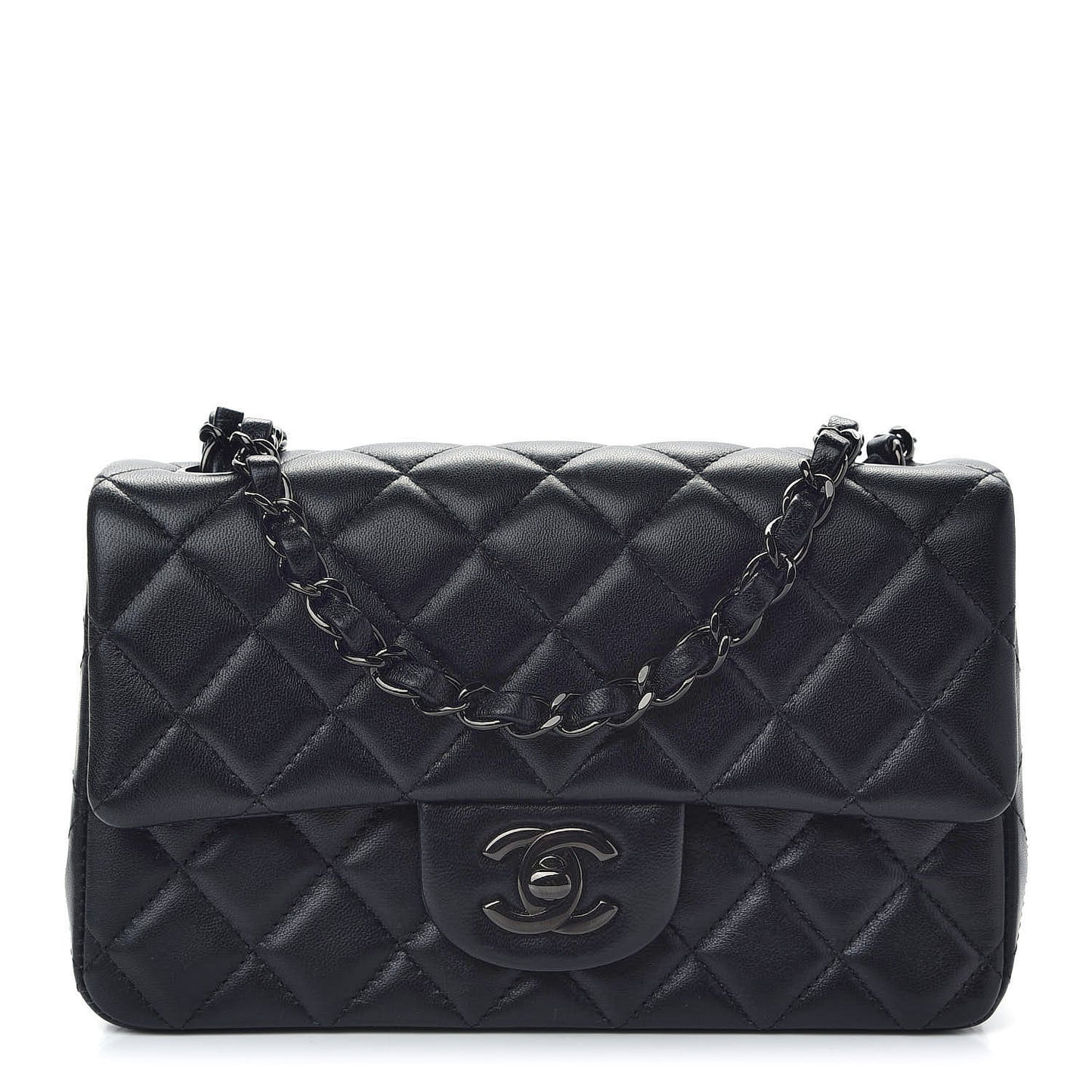 Lambskin Quilted Mini Rectangular Flap So Black