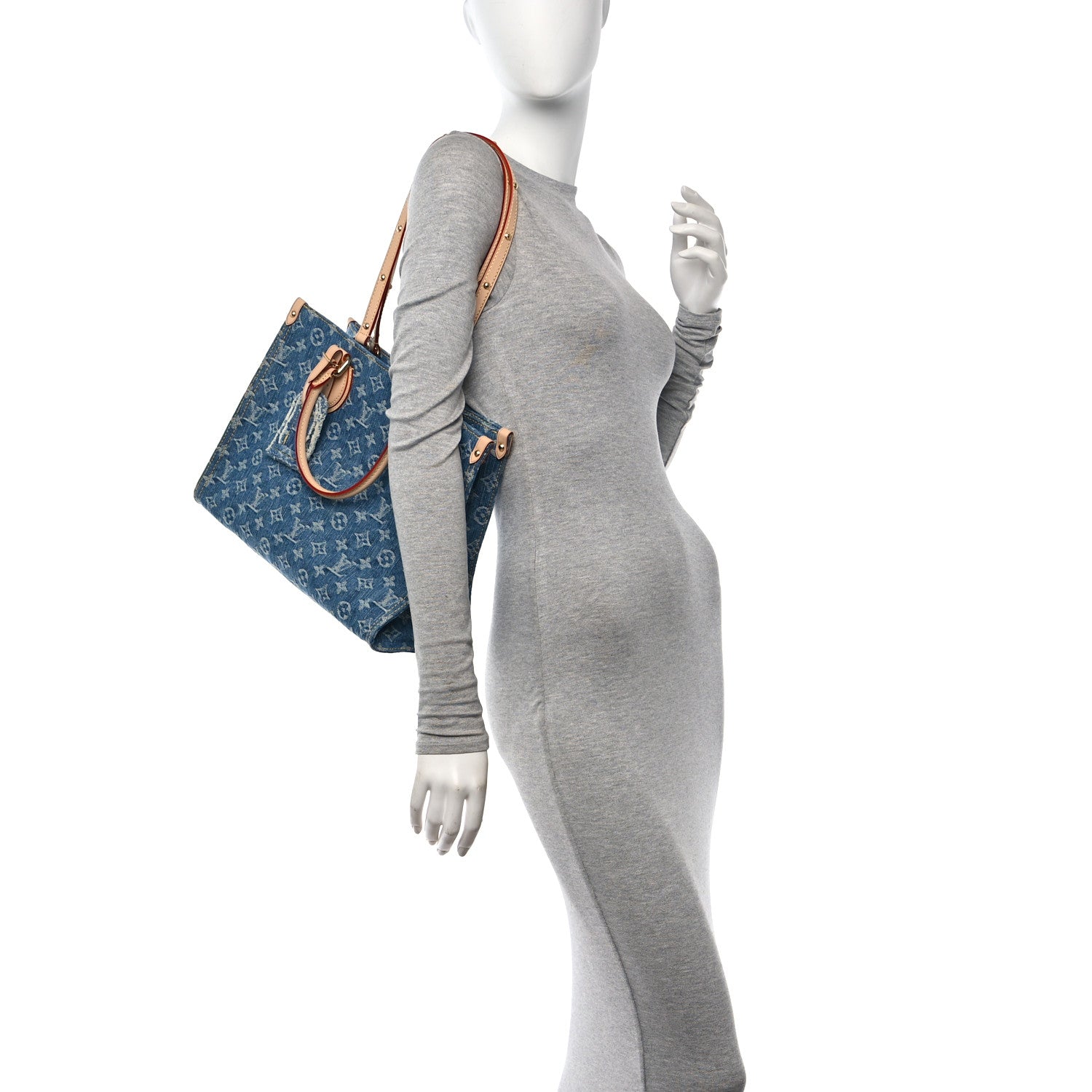 Louis Vuitton Monogram Denim Onthego MM Blue 2 of 9