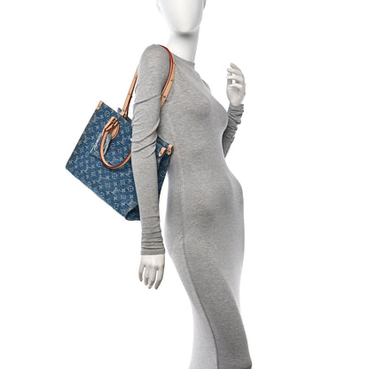 Louis Vuitton Monogram Denim Onthego MM Blue 2 of 9