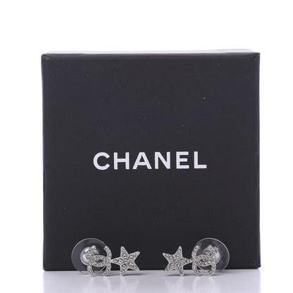 Chanel Crystal CC Star Earrings Silver 4 of 4