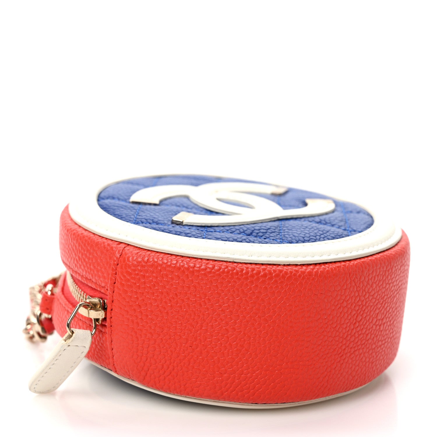 Chanel Caviar Quilted Round Filigree Crossbody Blue White Red 4 of 9