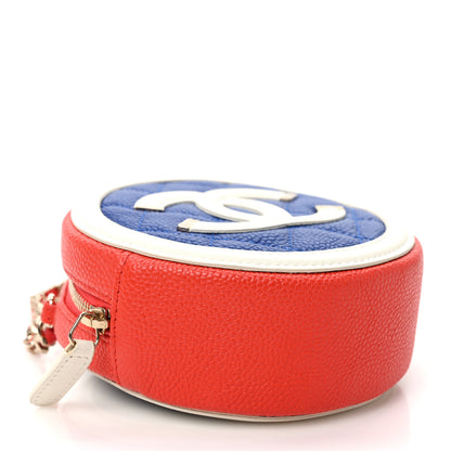 Chanel Caviar Quilted Round Filigree Crossbody Blue White Red 4 of 9