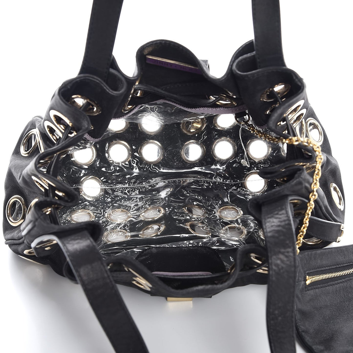 Metallic Suede Grommet Ramona Black