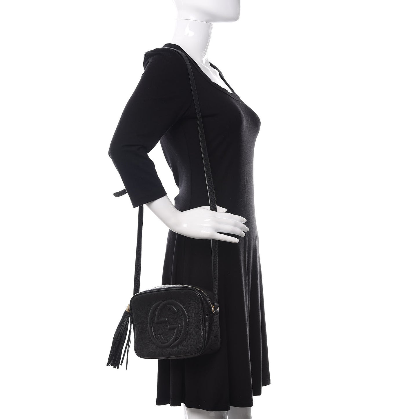 Pebbled Calfskin Small Soho Disco Bag Black