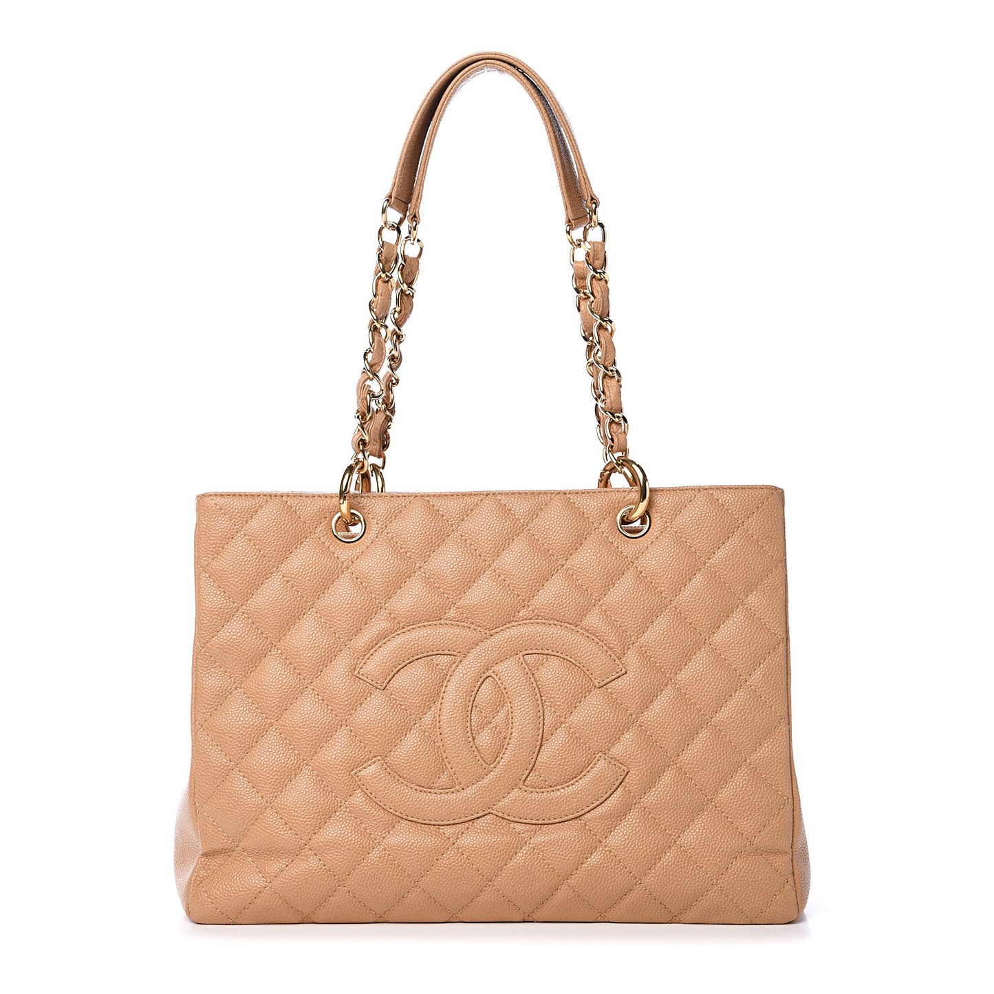 Caviar Quilted Grand Shopping Tote GST Beige Clair