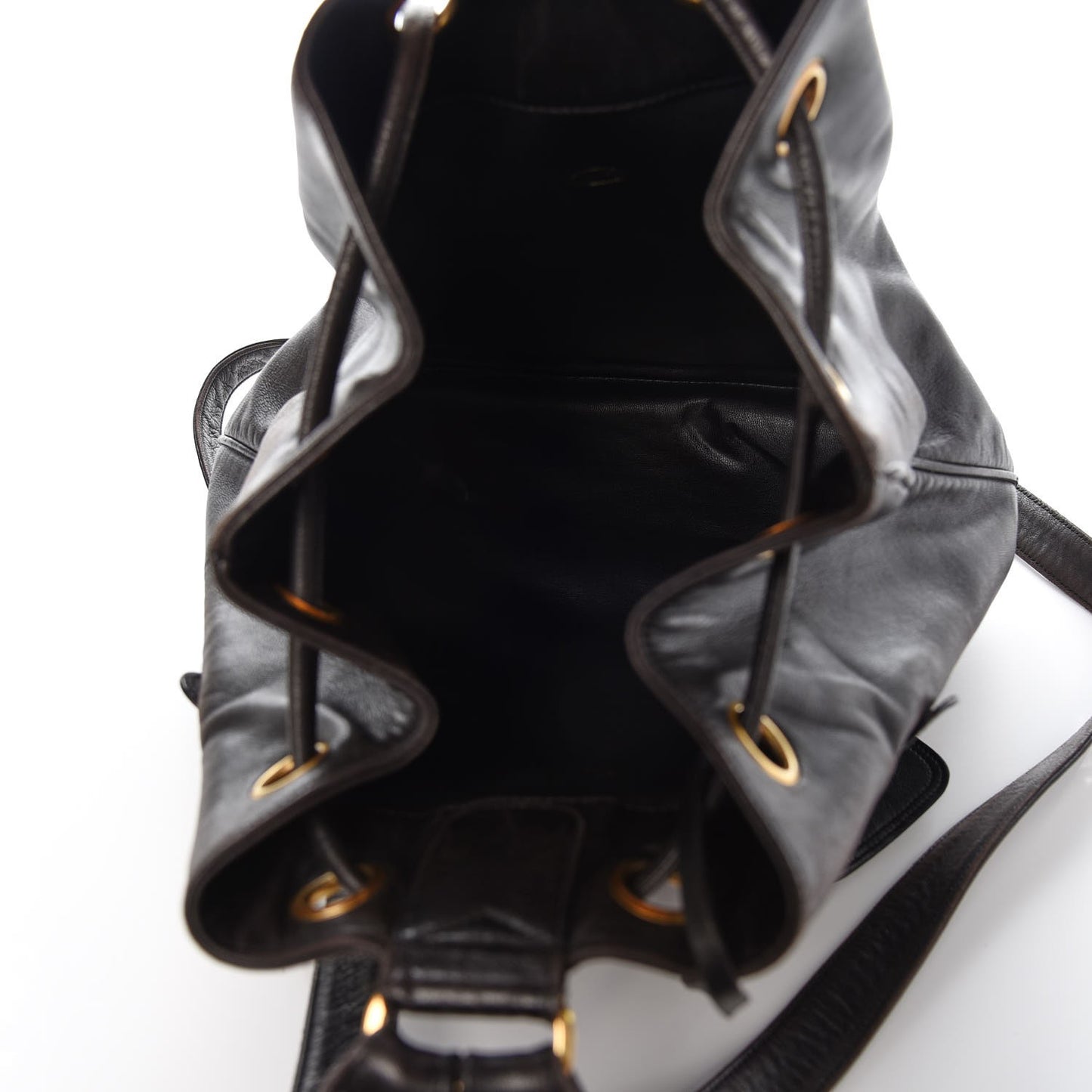 Lambskin CC Drawstring Backpack Brown