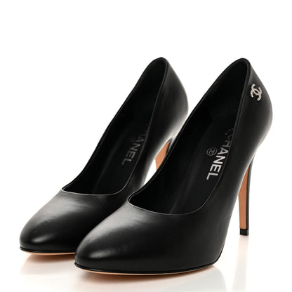 Chanel Lambskin CC Pumps 39.5 Black 4 of 9