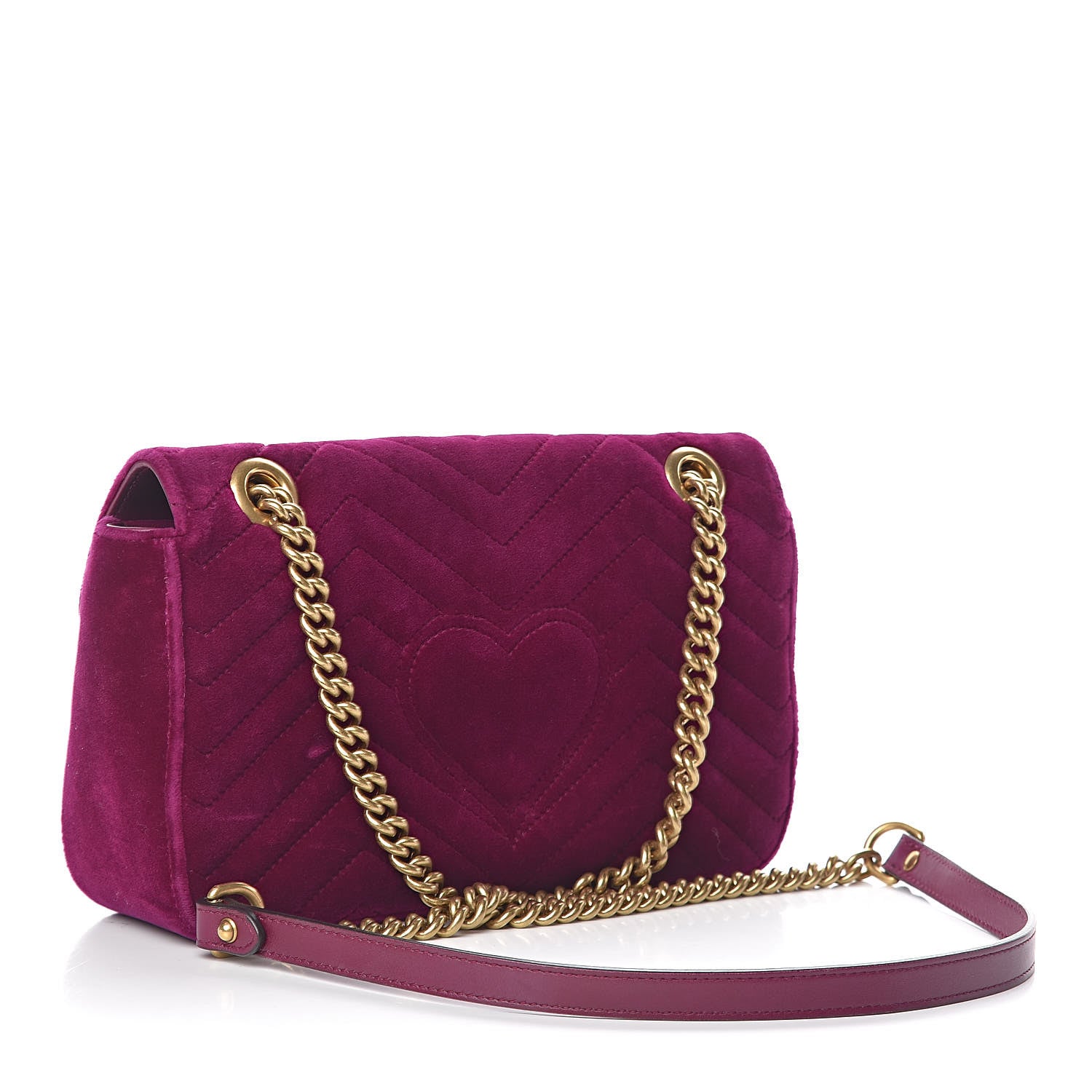 Gucci Velvet Matelasse Small GG Marmont Shoulder Bag Fuchsia Violet Cyclamen 3 of 10