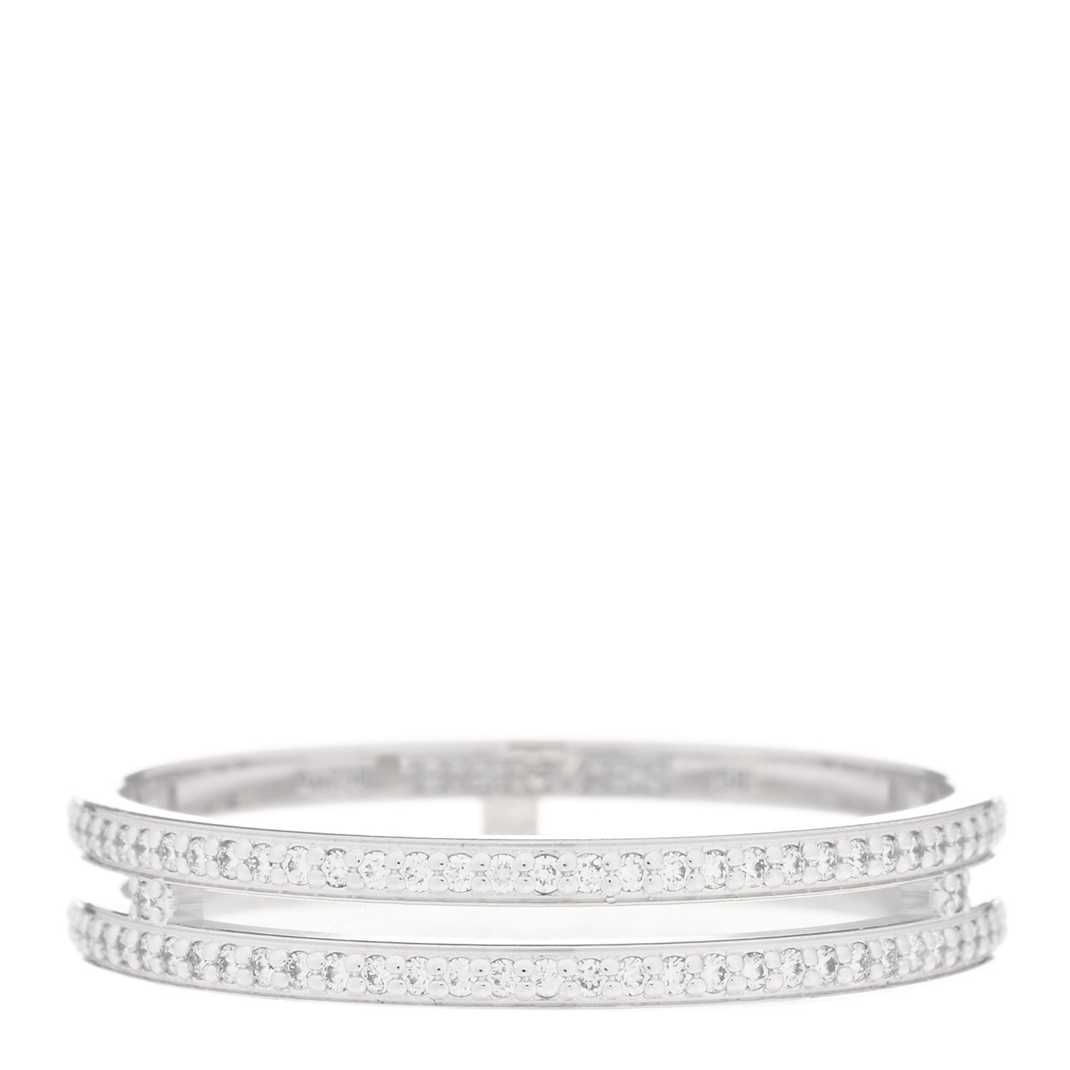 Hermes 18K White Gold Diamond Ariane Wedding Band Ring 58 8.25 3 of 5