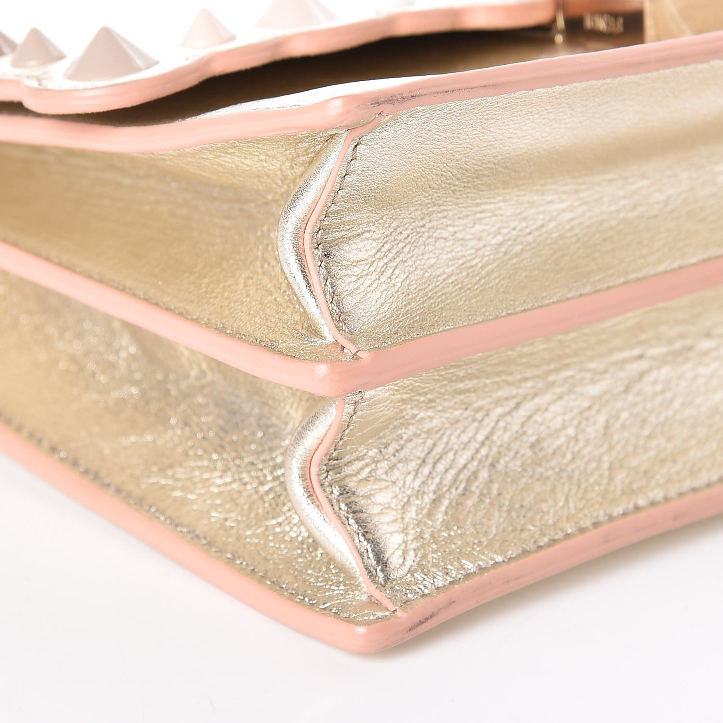 Vitello Catalan Mirror Scalloped Multi Studded Small Kan I Shoulder Bag Champagne