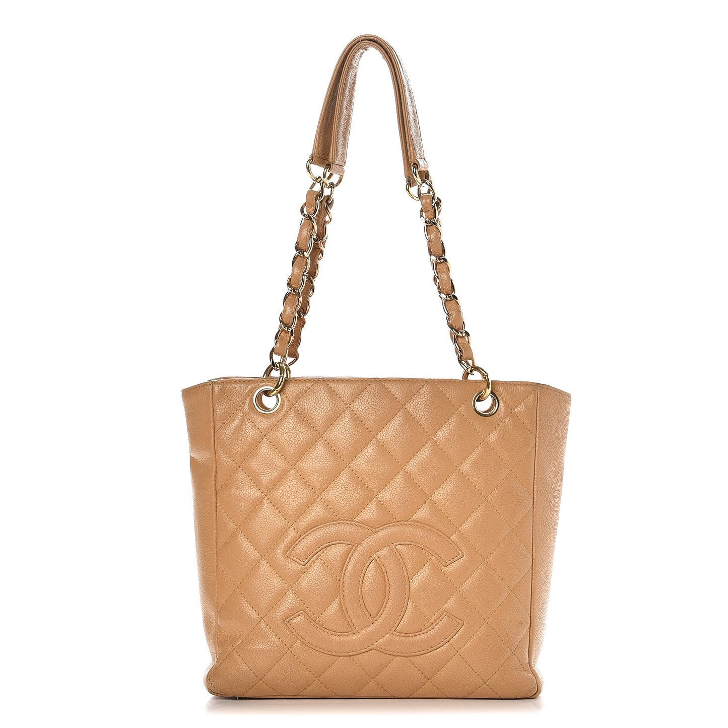 Caviar Quilted Petit Shopping Tote PST Beige