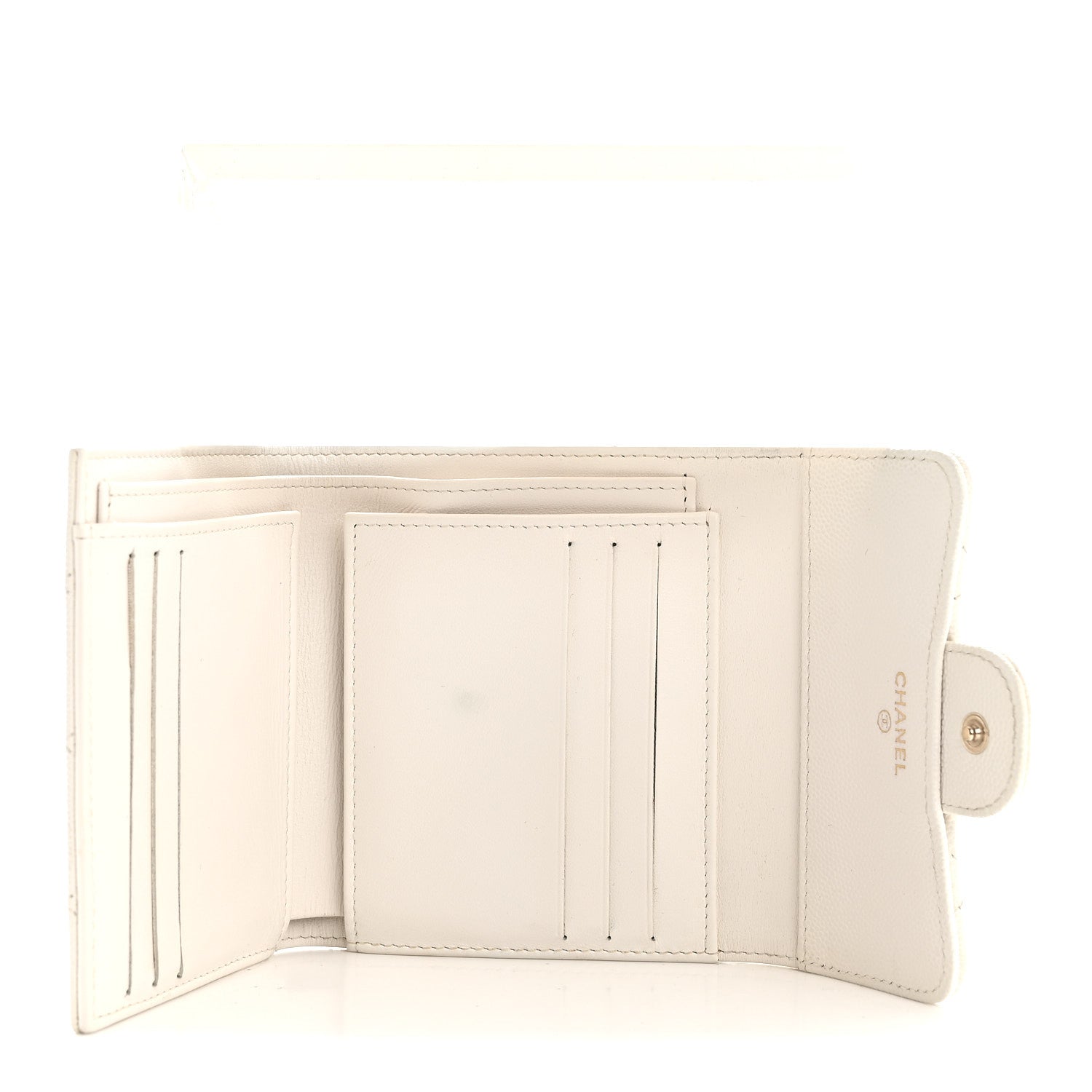 Chanel Caviar Quilted Compact Flap Wallet White 5 of 9