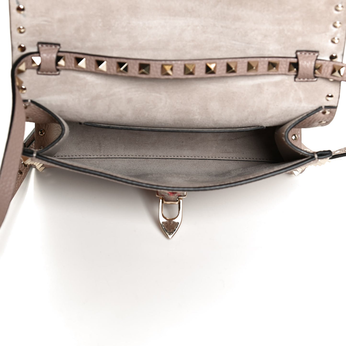 Pebbled Calfskin Medium Rockstud Flip Lock Crossbody Bag Poudre