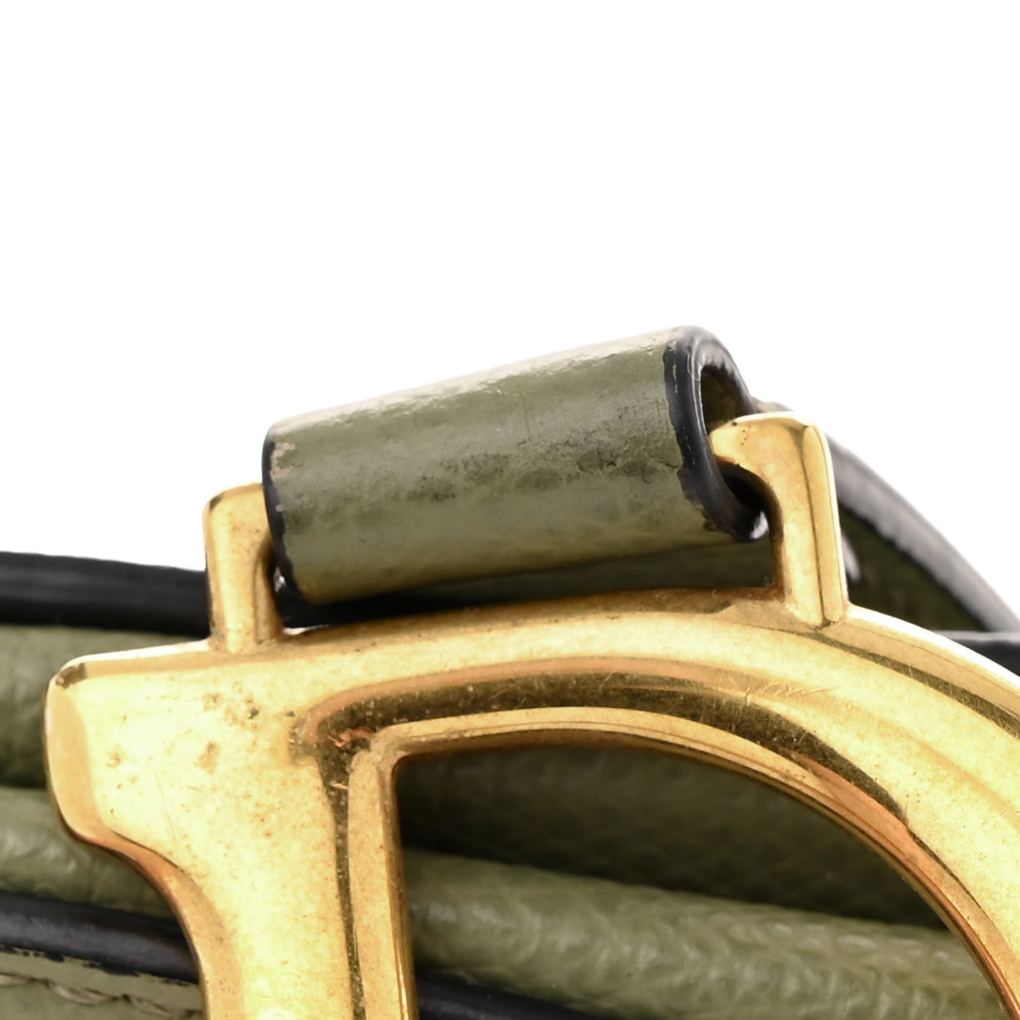 Grained Calfskin Mini Saddle Bag Sage Green