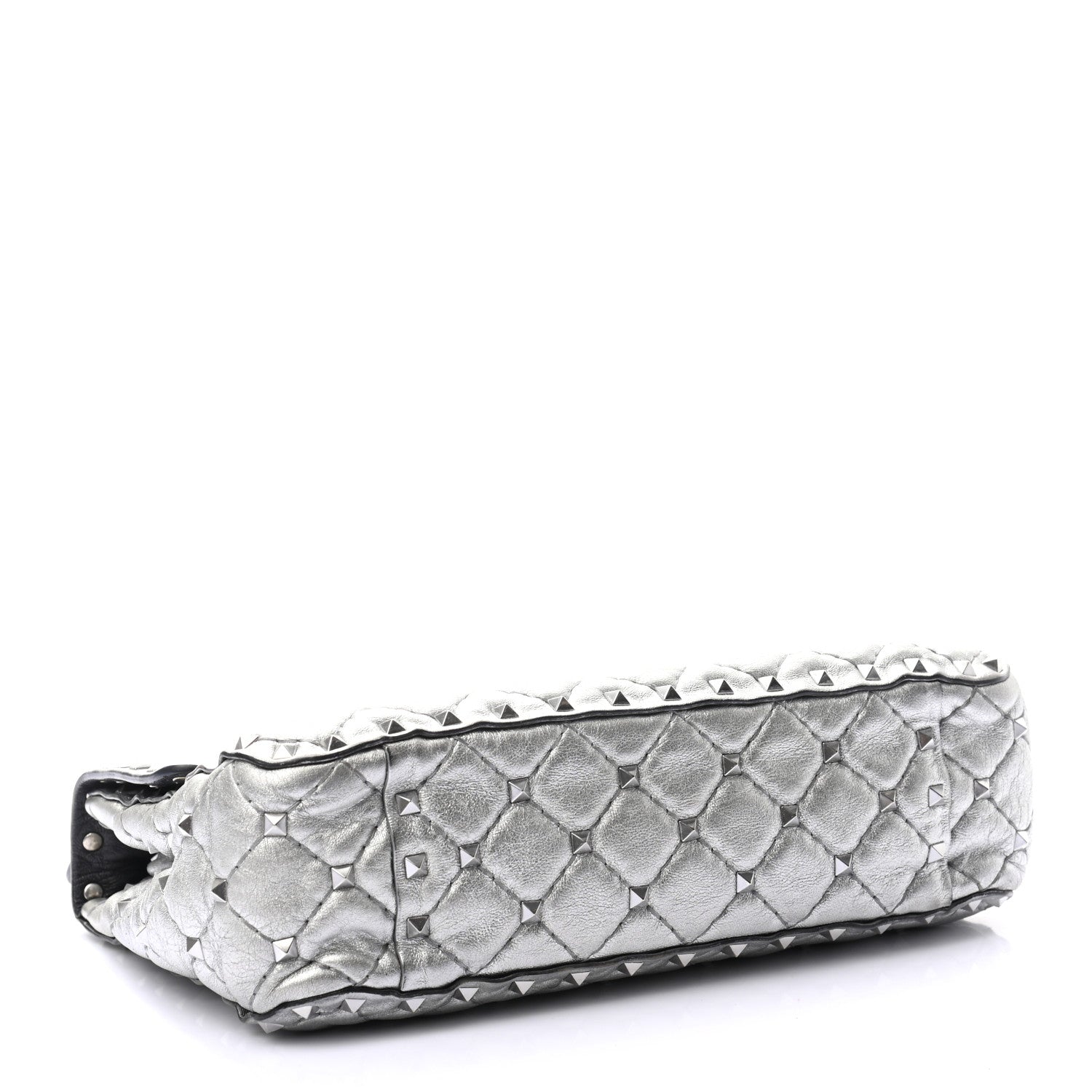 Valentino Garavani Metallic Nappa Medium Rockstud Spike Shoulder Bag Silver 4 of 11