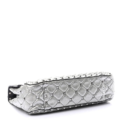 Valentino Garavani Metallic Nappa Medium Rockstud Spike Shoulder Bag Silver 4 of 11