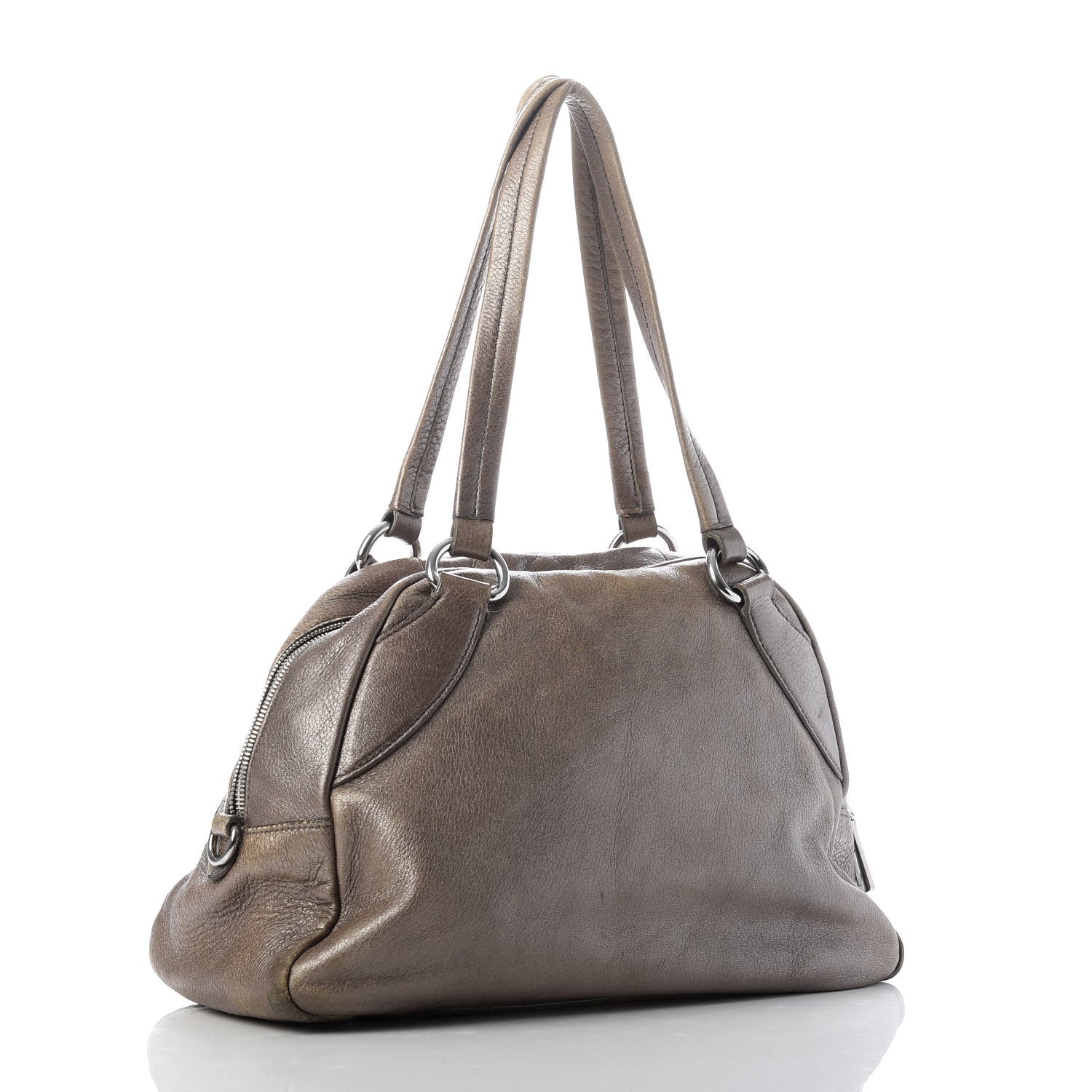 Prada Cervo Antik Bowler Front Pocket Tote Fumo 3 of 13