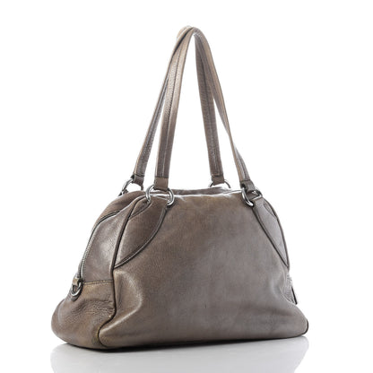 Prada Cervo Antik Bowler Front Pocket Tote Fumo 3 of 13