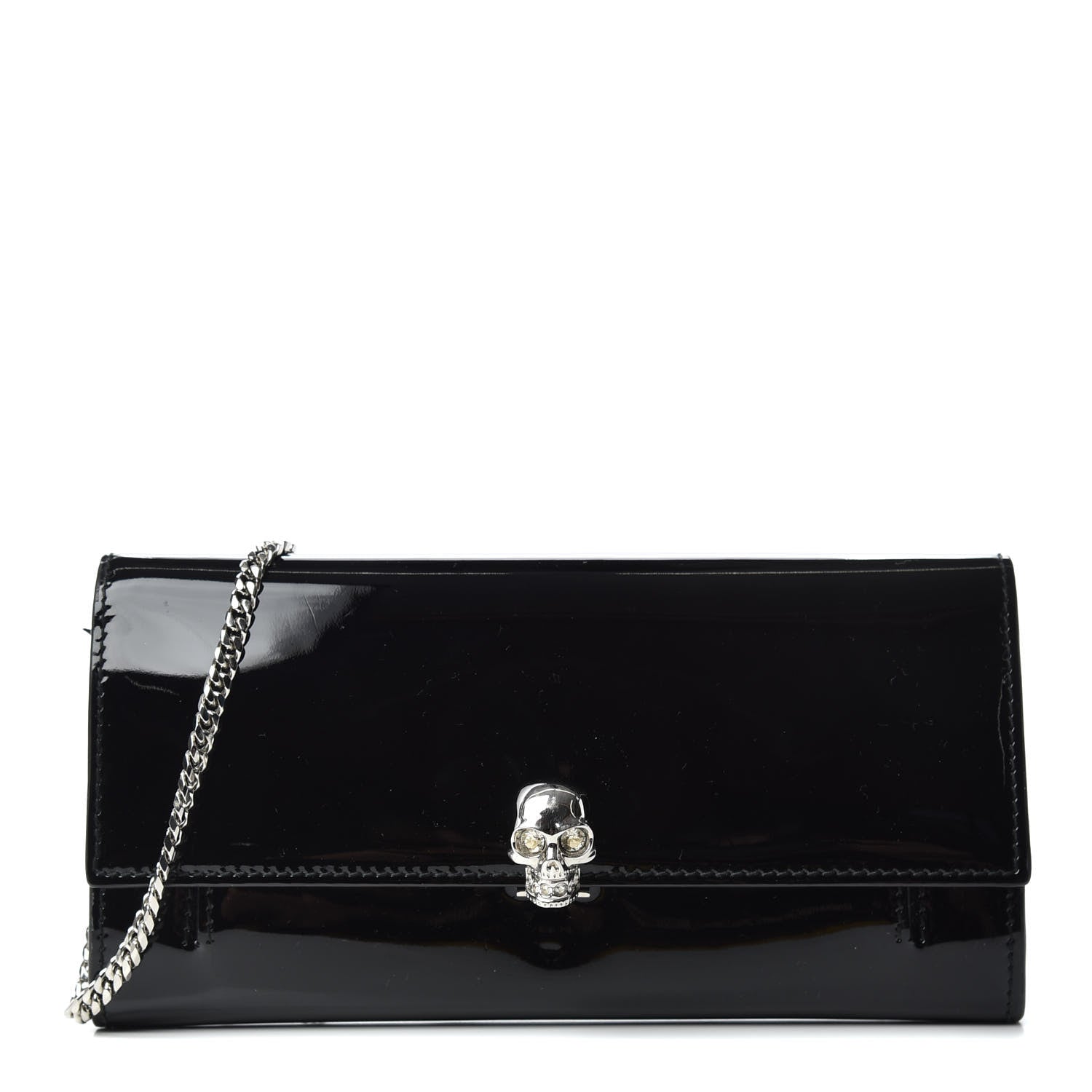 Alexander McQueen Patent Skull Wallet on Chain Black 1 of 7