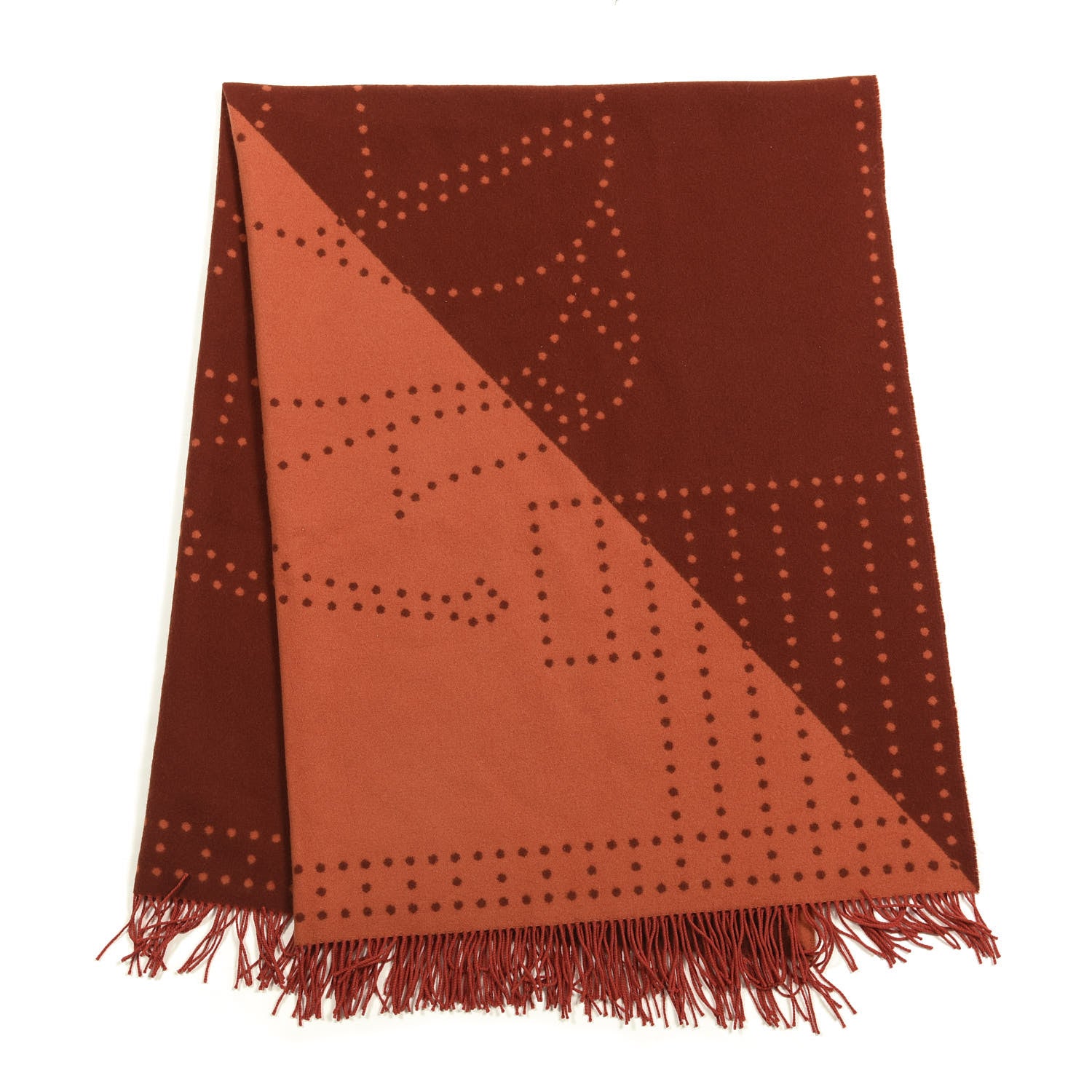 Hermes Wool Cashmere Double Horse Constellation Blanket Rouge H Terracotta 1 of 2