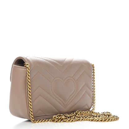 Gucci Calfskin Matelasse Super Mini GG Marmont Shoulder Bag Porcelain Rose 2 of 11