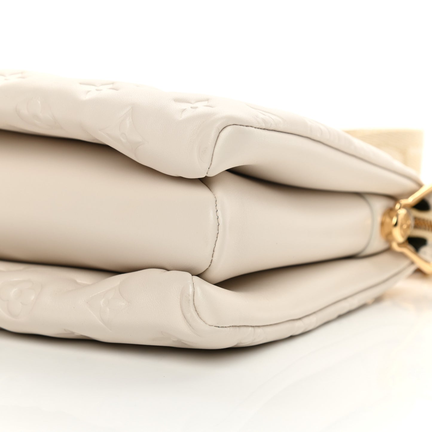 Lambskin Embossed Monogram Coussin PM Beige Cream