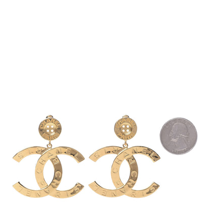 Chanel Metal Large Paris Button Earrings Gold 2 of 7