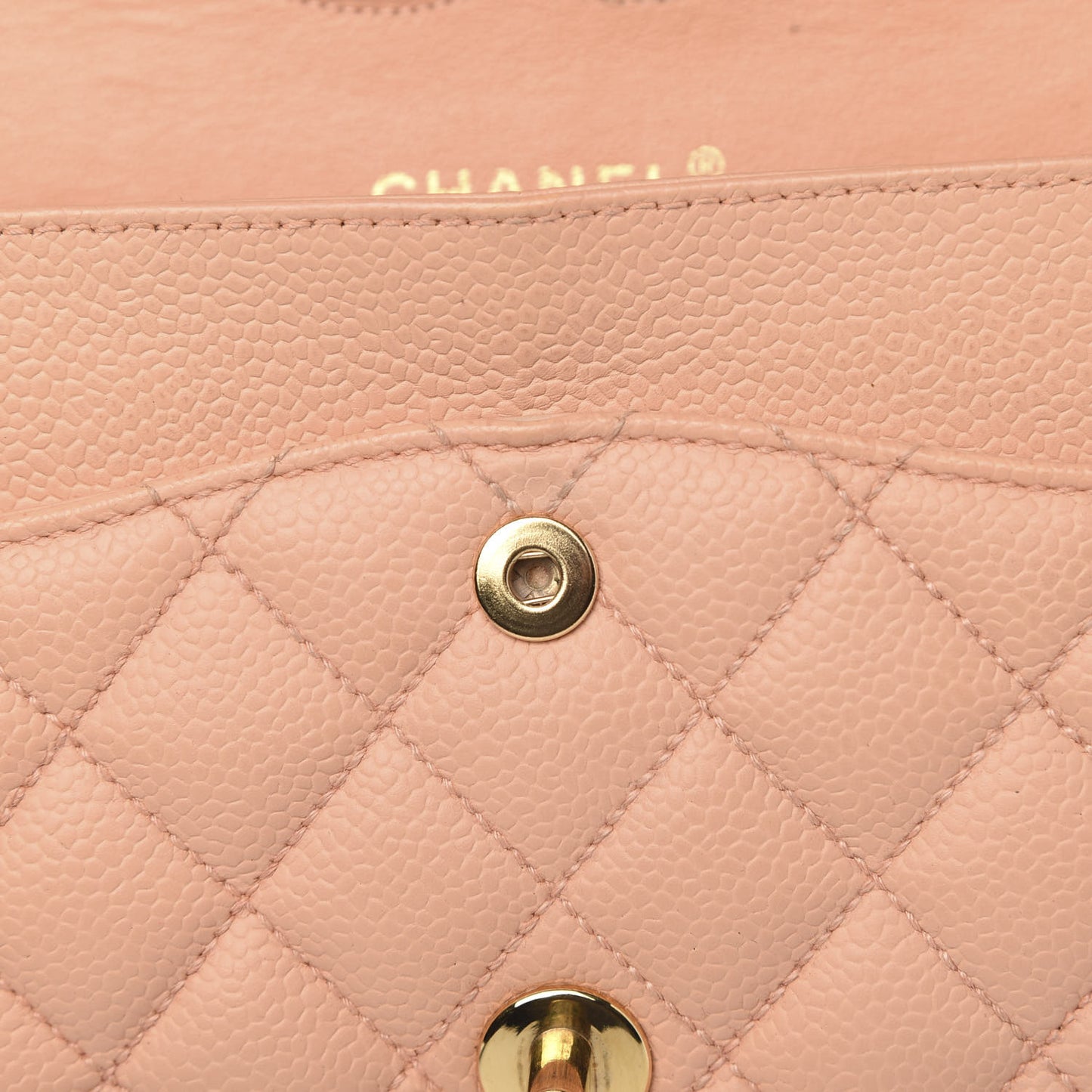 Caviar Quilted Medium Double Flap Beige