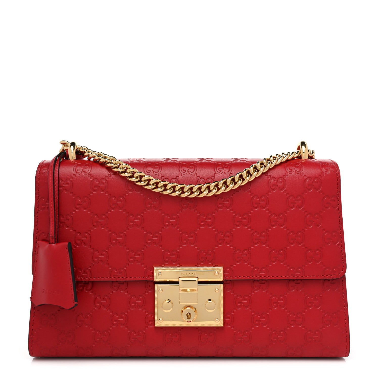 Gucci Guccissima Medium Padlock Shoulder Bag Hibiscus Red 1 of 9