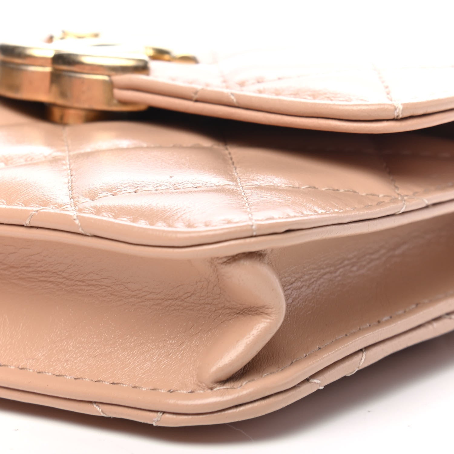 Chanel Calfskin Quilted Perfect Fit Coin Purse With Chain Beige 8 of 8