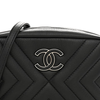 Chanel Calfskin Diagonal Chevron Quilted Tassel Camera Case Black 8 of 10