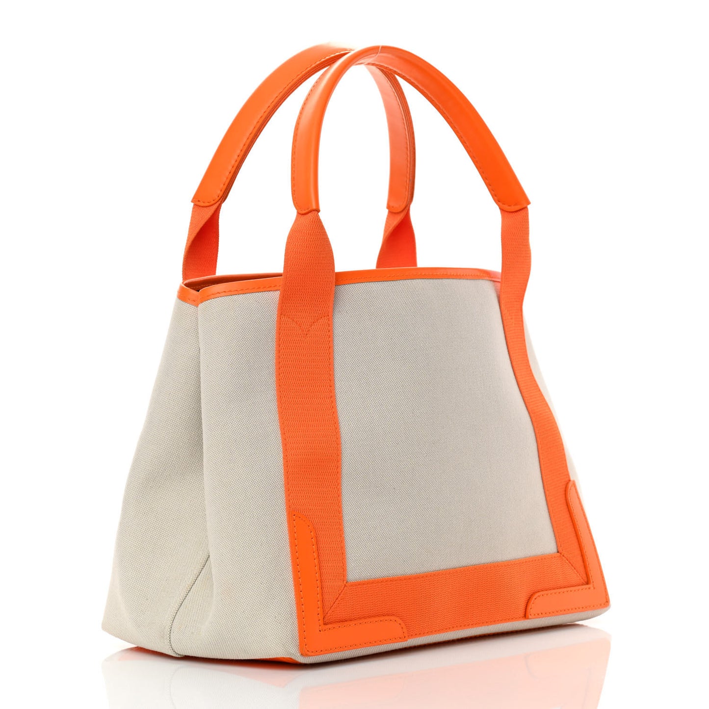 Cotton Canvas Calfskin S Navy Cabas Orange