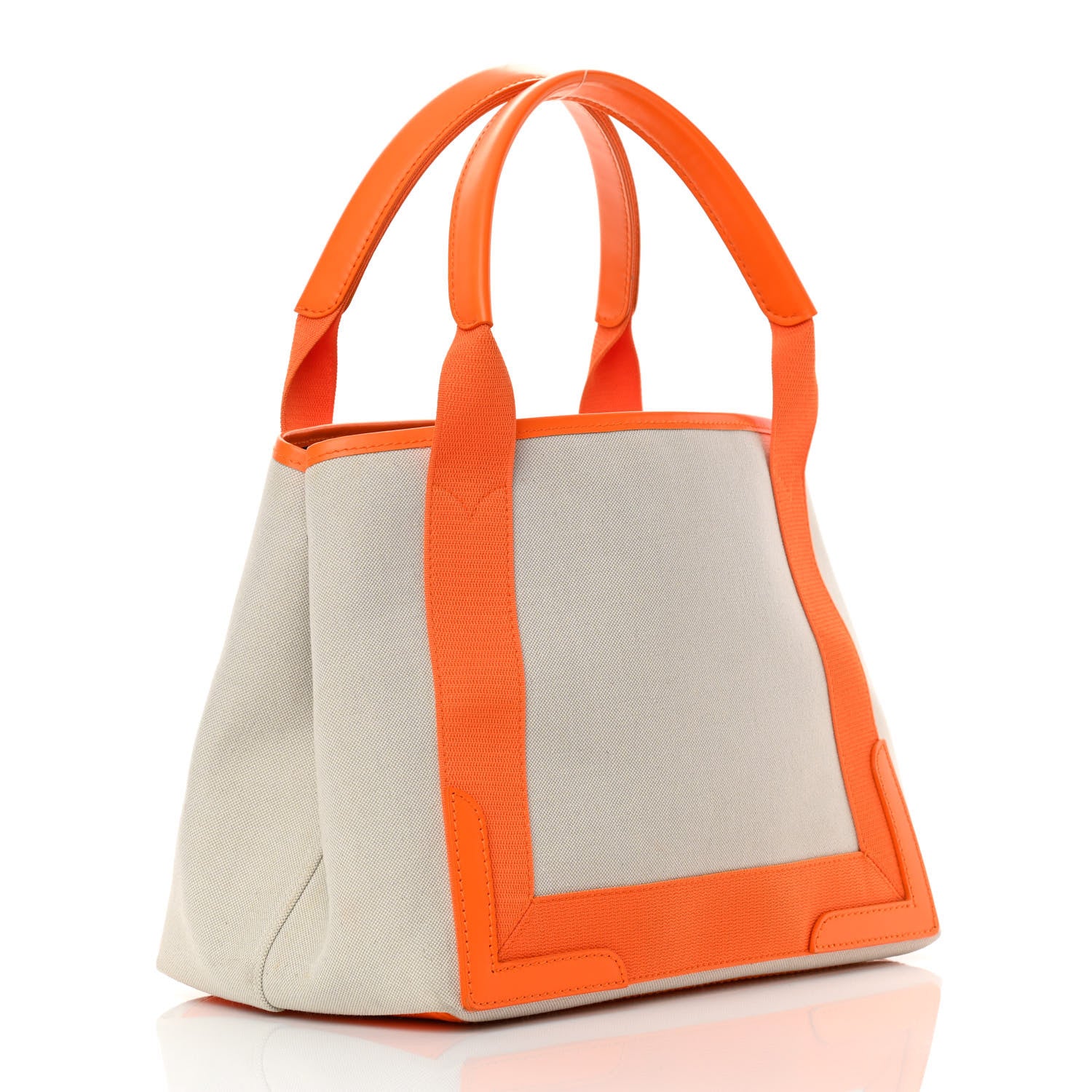 Balenciaga Cotton Canvas Calfskin S Navy Cabas Orange 4 of 14
