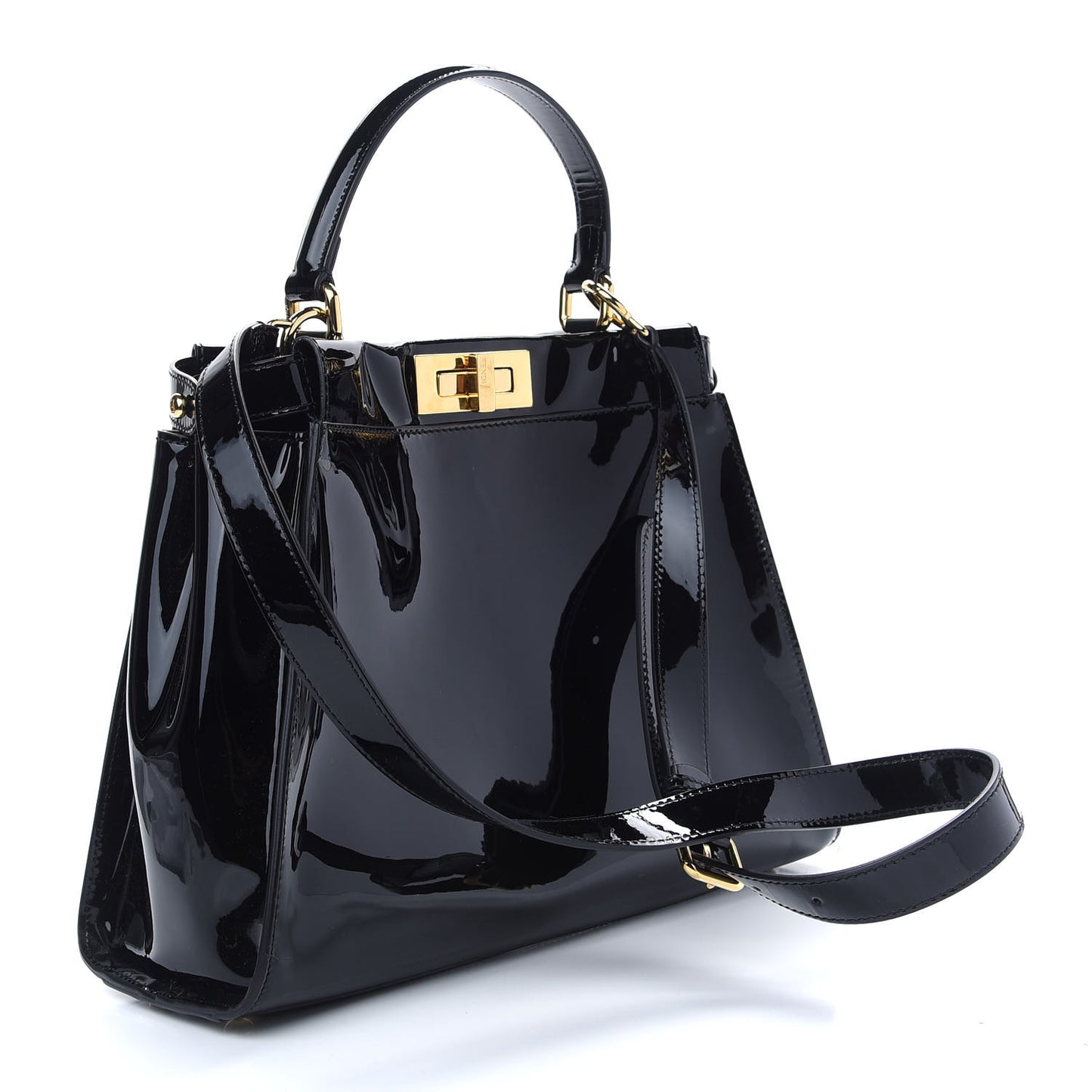 Patent Medium Peekaboo Iconic Defender Satchel Black