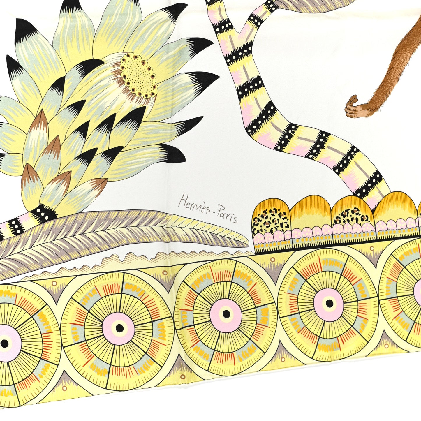 Silk The Savana Dance Wash 140 Scarf White Jaune Soufre